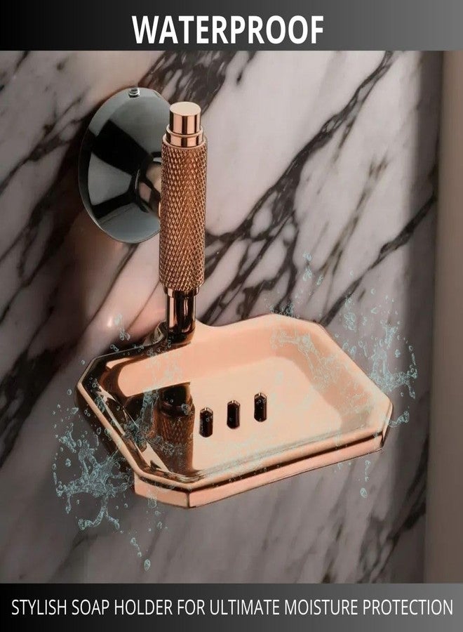 LUXIUR Wash Basin Soap Dish Holder for Bathroom and Kitchen Sink, 304 Stainless Steel Stand for Wall Mount Kitchen Accessories Items, Bathroom Accessories, PVD Rose Gold, Single - Image 4